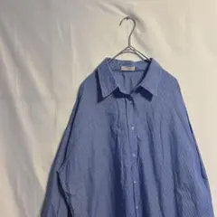 earth music&ecology 長袖 ストライプ シャツ ブルー