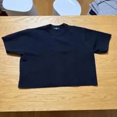 UNIQLO クルーネック半袖ニット ブラック M