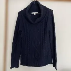 TOMMY HILFIGER ネイビー ケーブルニット★タートルセーター