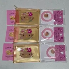 日焼けキティ フラットポーチ スパイラルヘアゴム 6点セット ダイソー セリア