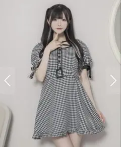 pium 千鳥柄ジャガードベルトミニワンピース ホワイト