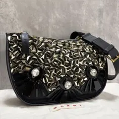希少アーカイブ マルニ MARNI ビジュー装飾 メッシュ ボディバッグ 黒のサムネイル