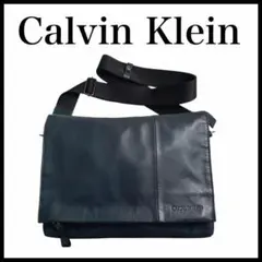 Calvin Klein ショルダーバック　ネイビー　無地　メンズ　CK レザー