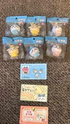 新品未使用★ちいかわソフビインテリアマスコット6個セットちいかわカード3枚セット