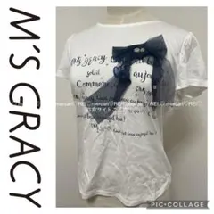 m's GRACY エムズグレイシー リボン　Tシャツ　半袖　カットソーのサムネイル