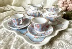 ローズ柄陶器ディネットセット　ティーセット　フランスアンティーク　ままごとドール