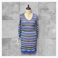 M MISSONI エムミッソーニ ジグザグ柄 ニットワンピース ブルー系