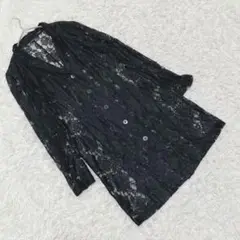 【アントニオフスコ】花柄総レースロングジャケット 黒 シースルー イタリア製