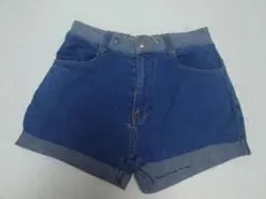 デニムブルー 半ズボン ゴム入りウエスト
