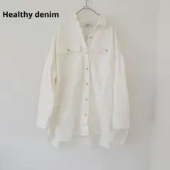 美品 ヘルシーデニム アーモンド デニムシャツ　オーバーシルエット ゆったりのサムネイル