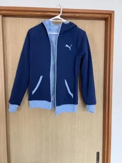 PUMA フード付きジップアップパーカー ネイビー