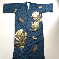 KIM + ONO 花と蝶刺繍 着物風ワンピース　深緑