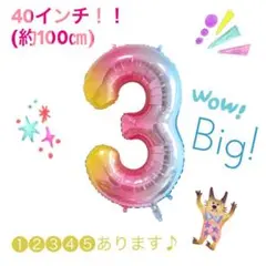 40インチ！！ 特大サイズのナンバーバルーン レインボー 12345