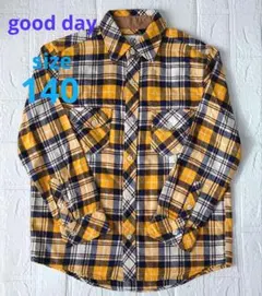 【グッデイ/good day】チェック柄 長袖シャツ ネルシャツ 140 黄色系