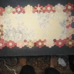 ハンドメイド、ヘキサゴンパッチワークのマルチマット