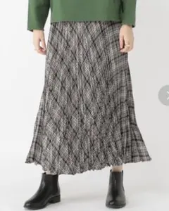 studio CLIP ☆ ワッシャープリーツスカート☆グレーチェック系