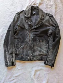 H&M グレー デニムライダースジャケット Lサイズ 美中古 送料込み