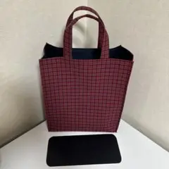 ファミリア風赤紙袋型トートバッグ底板付き、学校行事や仕事のサブカバン