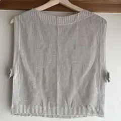 ベージュメッシュ編み ベスト