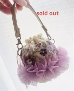 ハンドメイド 24 巾着バッグ インド刺繍 花柄 フリル バッグチャーム ハンドメイド 24 巾着バッグ インド刺繍 花柄 フリル バッグチャーム