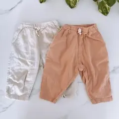 ベビー パンツ 80 ピンク ベージュ 無地 夏 薄手