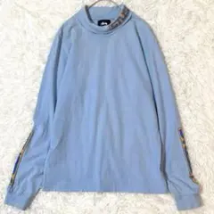 ステューシー 袖ロゴ ロンT ライトブルー S ストリート　古着　カジュアル