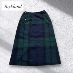 Yorkland ヨークランド　タータンチェック　ウールスカート 金ボタンのサムネイル