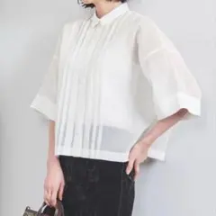 【美品】UNITED ARROWS オーガンジータックブラウス シアーのサムネイル