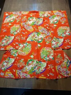 古い打ち掛け オレンジ色 蝶と花刺繍飾り用 - メルカリ