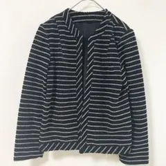 ボレロ カーディガン 羽織り ノーカラー ボーダー 黒 白 美品 卒業式 入学式