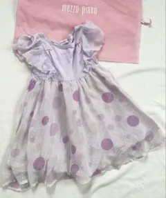 メゾピアノ　120 シフォン　ドット柄　ワンピース　春物　夏物　パープル