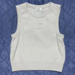 CELINE ノースリーブカシミヤ100% ニット トリンオフ ベスト ホワイトのサムネイル