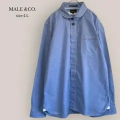 MALE&CO. 長袖シャツ　綿100% メンズ　大きいサイズ　LL 水色
