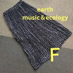 earth music＆ecology　濃紺花柄プリーツロングスカート F