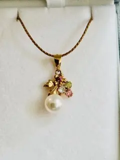 花モチーフ 真珠 ペンダントネックレス