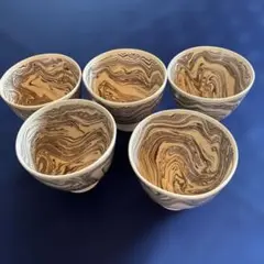 かめおか　5個セット　墨流し 汲出茶碗５客 大本教 丹波かめおか窯 茶道具