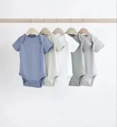 NEXT グレー / ホワイト 半袖ロンパース 5枚セット