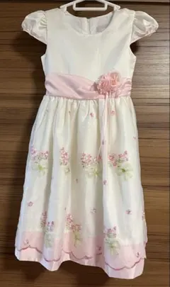 フォーマルドレス 130 白 ピンク 花刺繍 ドレス 発表会 マザウェイズ