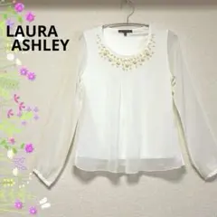未使用♡ローラアシュレイ　ブラウス　シフォン透け感　ビジュー　裏付　プルオーバーのサムネイル
