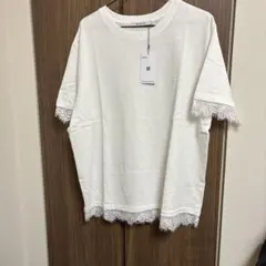 COLONY2139 裾レースヘムオーバーTシャツ ホワイト