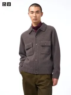 L 完売品 UNIQLO U ラムニットジャケット ユニクロ ユー カーディガン