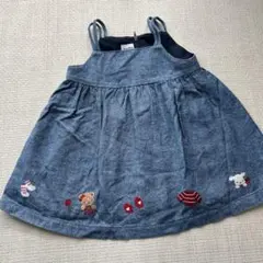 familiar デニム ジャンバースカート 刺繍付き