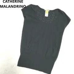 CATHERINE MALANDRINO 透かし編み ニット トップス 紺 Sのサムネイル