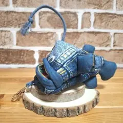 チョウチンアンコウポーチ キーケース キーホルダー 深海魚 リメイクデニム