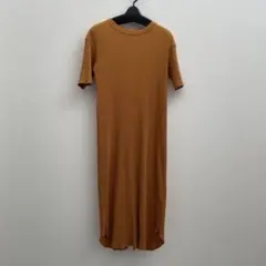 shipsリブカットソーワンピース 半袖 ブラウン
