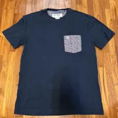 ネイビー 半袖Tシャツ Mサイズ 花柄ポケット