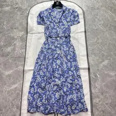 24年品♡極美品 ラルフローレン ロングワンピース ベルト 花柄 ブルー　現行品