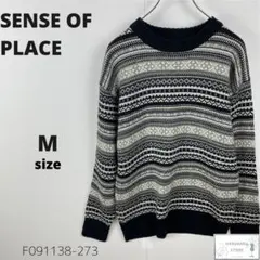 美品 SENSE OF PLACE ニット セーター フェアアイル柄 総柄 M