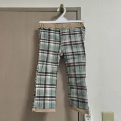 チェック柄 ベージュ 長ズボン リバーシブル チノパン 90