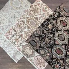 412.インド刺繍生地 ハギレセット 20cm×20cm 3枚セット